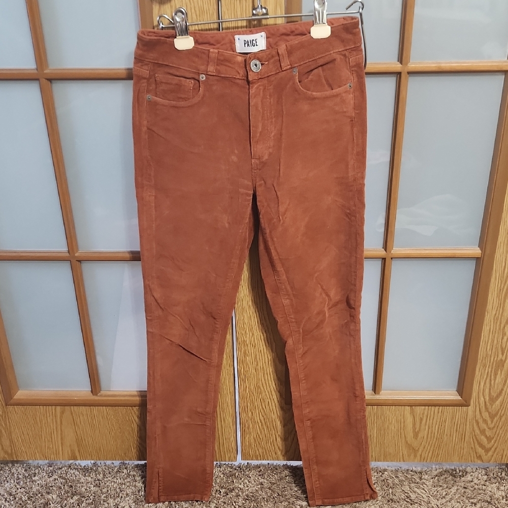 PAIGE Rust Colored Courdaroy Skinny Jeans Size 27